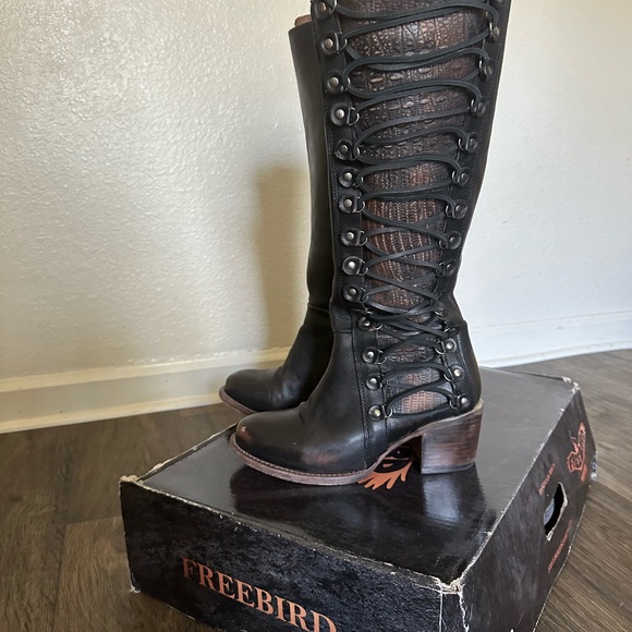 Freebird Black Lace-Up Boots - Picture 2 of 7